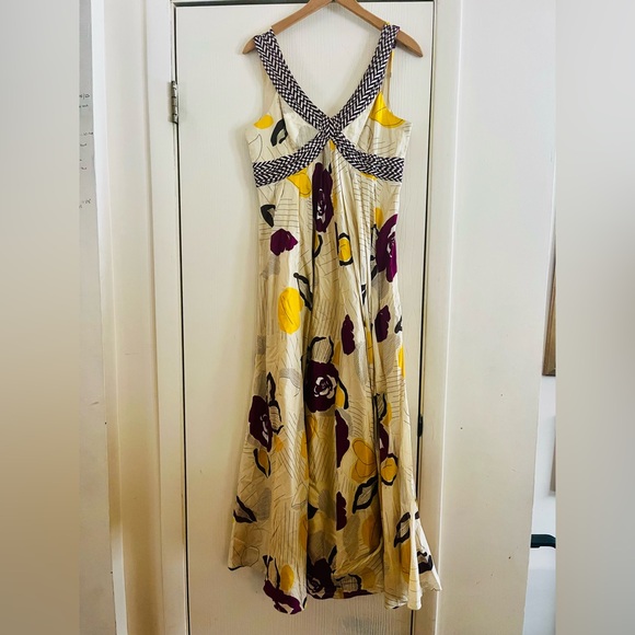 Moulinette Soeurs Dresses & Skirts - Moulinette Soeurs Anthropologie Cream Maxi Dress with Yellow Purple Floral Print